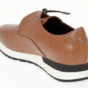 ARMANI COLLEZIONI Leather Crocodile-Print Sneakers